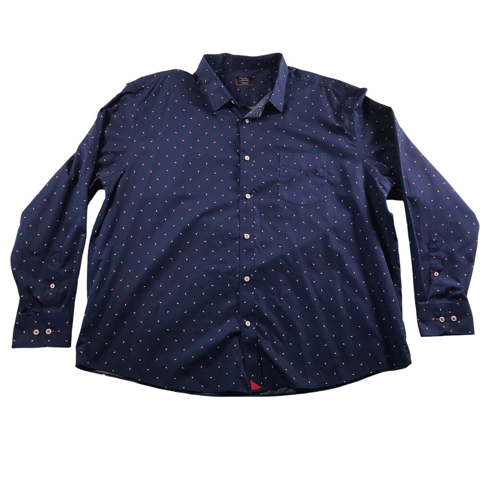 UNTUCKit Kipling-WF Navy Blue Geometric Button Down Shirt Mens XXXL Relaxed Fit